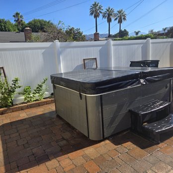 Spa installed in a private backyard